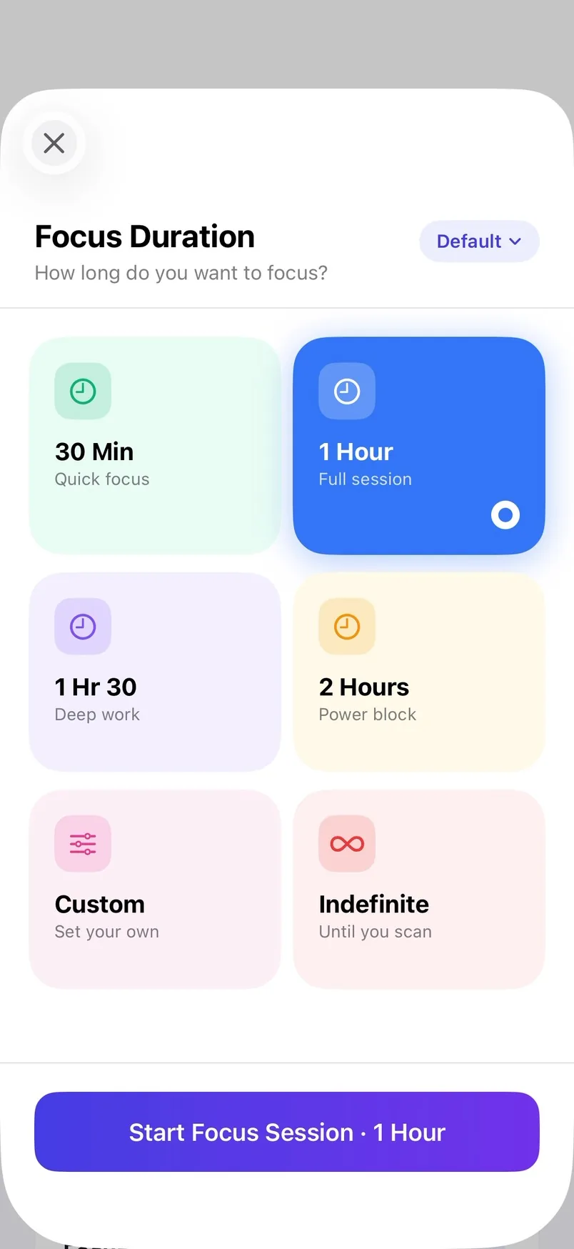 Choosing a focus duration